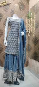 Sharara suit Heavy sequence work (Georgette )