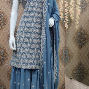 Sharara suit Heavy sequence work (Georgette )